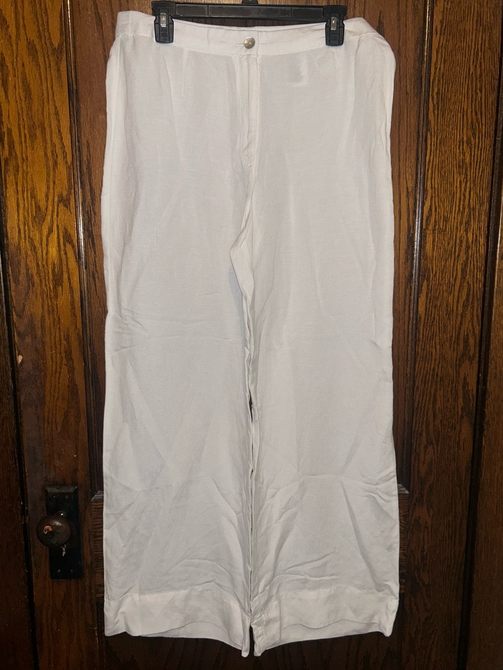 Womens H&M Linen blend wide leg trousers pants size 10 white